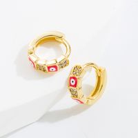 Fashion Devil's Eye Copper Gold Plated Zircon Hoop Earrings 1 Pair main image 7