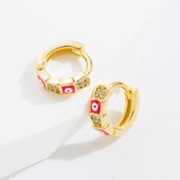 Fashion Devil's Eye Copper Gold Plated Zircon Hoop Earrings 1 Pair sku image 3