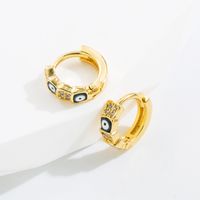 Fashion Devil's Eye Copper Gold Plated Zircon Hoop Earrings 1 Pair sku image 5