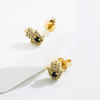 Fashion Cross Palm Eye Copper Gold Plated Zircon Ear Studs 1 Pair sku image 1