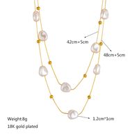 Basic Geometric Titanium Steel Gold Plated Artificial Pearls Necklace 1 Piece main image 2