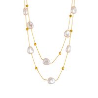 Basic Geometric Titanium Steel Gold Plated Artificial Pearls Necklace 1 Piece main image 3