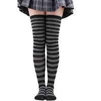 Women's Japanese Style Stripe Polyester Cotton Over The Knee Socks A Pair sku image 29