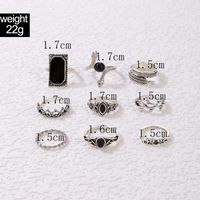 Vintage Style Leaves Crown Snake Alloy Inlay Artificial Gemstones Women's Rings 9 Pieces main image 7