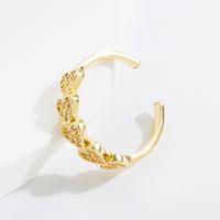 Elegant Herzform Kupfer Vergoldet Zirkon Offener Ring 1 Stück main image 1