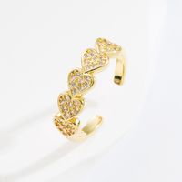 Elegant Herzform Kupfer Vergoldet Zirkon Offener Ring 1 Stück sku image 1