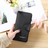 Women's Solid Color Pu Leather Metal Button Zipper Wallets main image 4