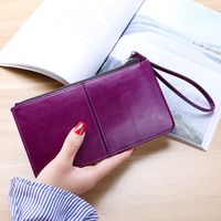 Einfarbige Pu-leder-reiß Verschluss Brieftaschen Für Damen sku image 3