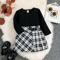 Cute Solid Color Polyester Girls Clothing Sets sku image 3