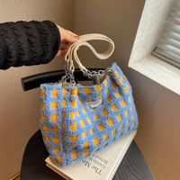 Femmes Moyen Automne Hiver Toile Plaid De Base Chaîne Carré Fermeture Éclair Sac À Main main image 4