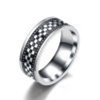 Simple Style Geometric Titanium Steel Rings Carving Stainless Steel Rings sku image 1