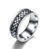Simple Style Geometric Titanium Steel Rings Carving Stainless Steel Rings sku image 4