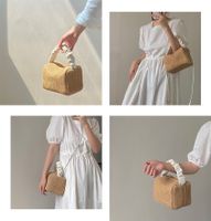 Women's Medium Summer Straw Color Block Vacation Weave Square Zipper Square Bag main image 2