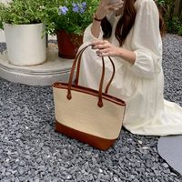 Women's Large All Seasons Straw Solid Color Fashion Square Zipper Tote Bag main image 4