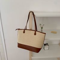 Women's Large All Seasons Straw Solid Color Fashion Square Zipper Tote Bag main image 2