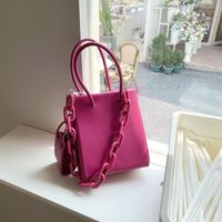 Femmes Petit Faux Cuir Couleur Unie Mode Ornement Chaîne Carré Ouvert Sac À Main sku image 2