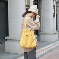 Women's Basic Solid Color Canvas Shopping Bags main image 4