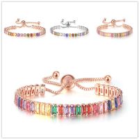 Fashion Geometric Multicolor Copper Bracelets Inlaid Zircon Copper Bracelets 1 Piece main image 1