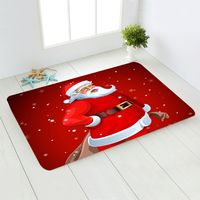 Cute Santa Claus Snowman Flannel Fabric Floor Mat sku image 15