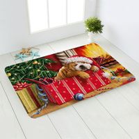 Cute Santa Claus Snowman Flannel Fabric Floor Mat sku image 11