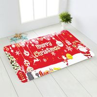 Cute Santa Claus Snowman Flannel Fabric Floor Mat sku image 2