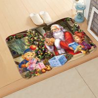 Cute Santa Claus Flannel Fabric Floor Mat sku image 6
