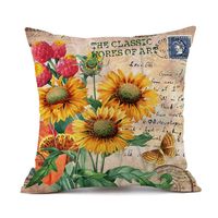 Pastoral Sunflower Linen Pillow Cases sku image 1