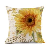 Pastoral Sunflower Linen Pillow Cases sku image 4