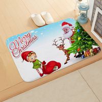 Cute Santa Claus Snowman Flannel Fabric Floor Mat sku image 18