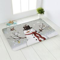 Cute Santa Claus Snowman Flannel Fabric Floor Mat sku image 9