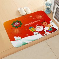Cute Santa Claus Snowman Flannel Fabric Floor Mat sku image 5