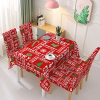 Christmas Cute Santa Claus Blended Tablecloth Chair Cover sku image 16