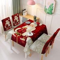 Christmas Cute Santa Claus Blended Tablecloth Chair Cover sku image 18