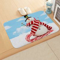 Cute Snowman Flannel Fabric Floor Mat sku image 7