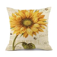 Pastoral Sunflower Linen Pillow Cases sku image 2