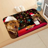 Cute Dog Cat Flannel Fabric Floor Mat sku image 2