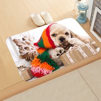 Cute Dog Cat Flannel Fabric Floor Mat sku image 13