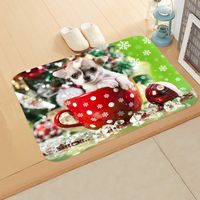 Cute Dog Cat Flannel Fabric Floor Mat sku image 17