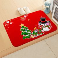 Cute Santa Claus Snowman Flannel Fabric Floor Mat sku image 4
