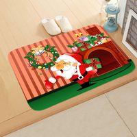Cute Santa Claus Snowman Flannel Fabric Floor Mat sku image 8