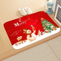 Cute Santa Claus Snowman Flannel Fabric Floor Mat sku image 3