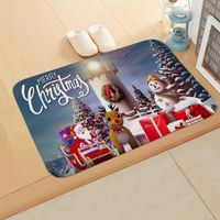 Cute Santa Claus Snowman Flannel Fabric Floor Mat sku image 23