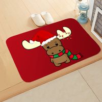 Cute Christmas Tree Elk Flannel Fabric Floor Mat main image 5