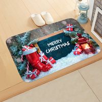 Cute Christmas Tree Elk Flannel Fabric Floor Mat sku image 13