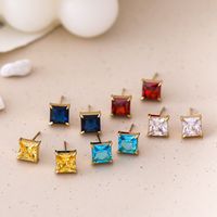 Fashion Square Titanium Steel Ear Studs Inlay Zircon Stainless Steel Earrings 1 Pair main image 1