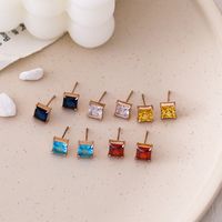Fashion Square Titanium Steel Ear Studs Inlay Zircon Stainless Steel Earrings 1 Pair main image 3