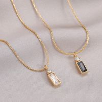 Fashion Rectangle Titanium Steel Necklace Inlaid Zircon Stainless Steel Necklaces main image 6