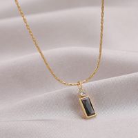 Fashion Rectangle Titanium Steel Necklace Inlaid Zircon Stainless Steel Necklaces main image 4