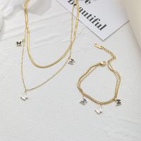 Retro Butterfly Titanium Steel Inlaid Gold Women's Bracelets Necklace main image 1