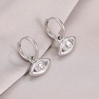 Fashion Eye Solid Color Titanium Steel Drop Earrings Inlay Zircon Stainless Steel Earrings 1 Pair sku image 1